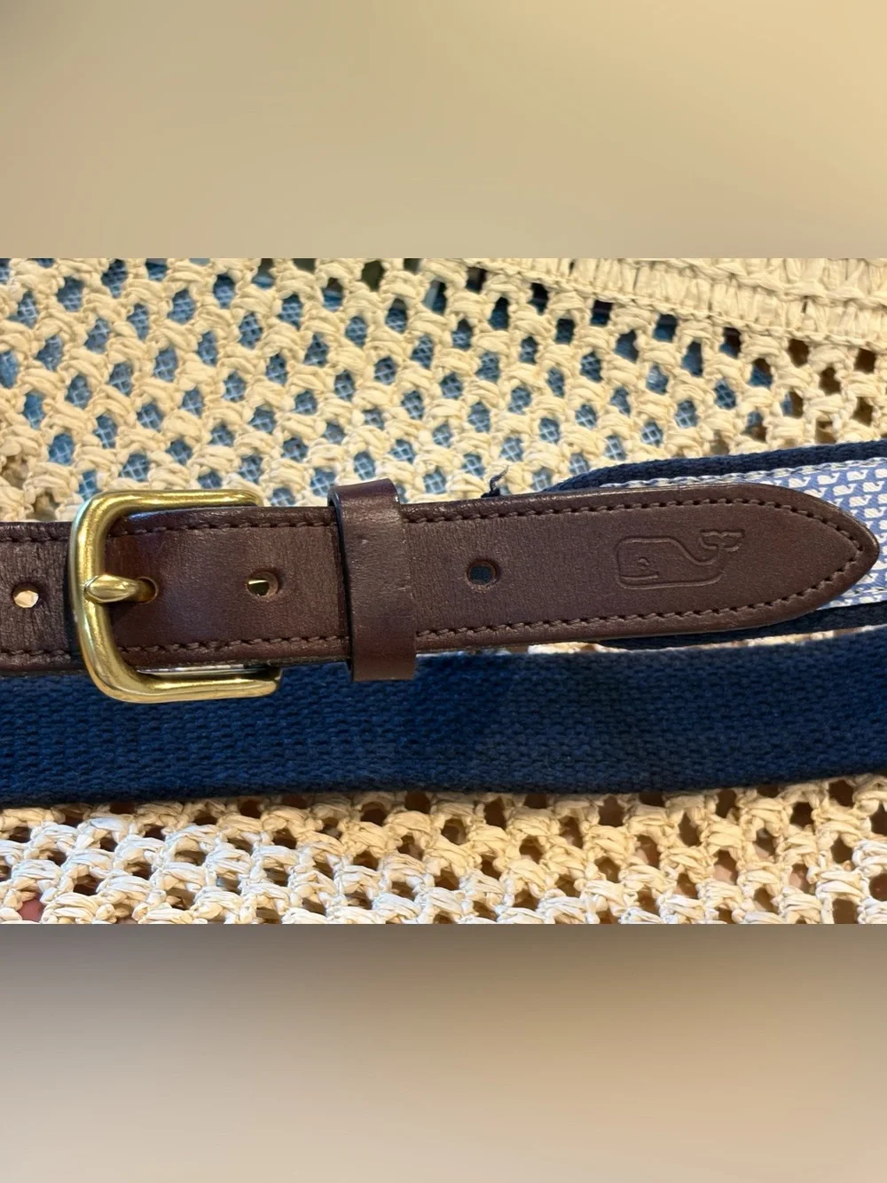 Vineyard Vines Vineyard Whale Canvas Club Belt navy size 28 excellent condition